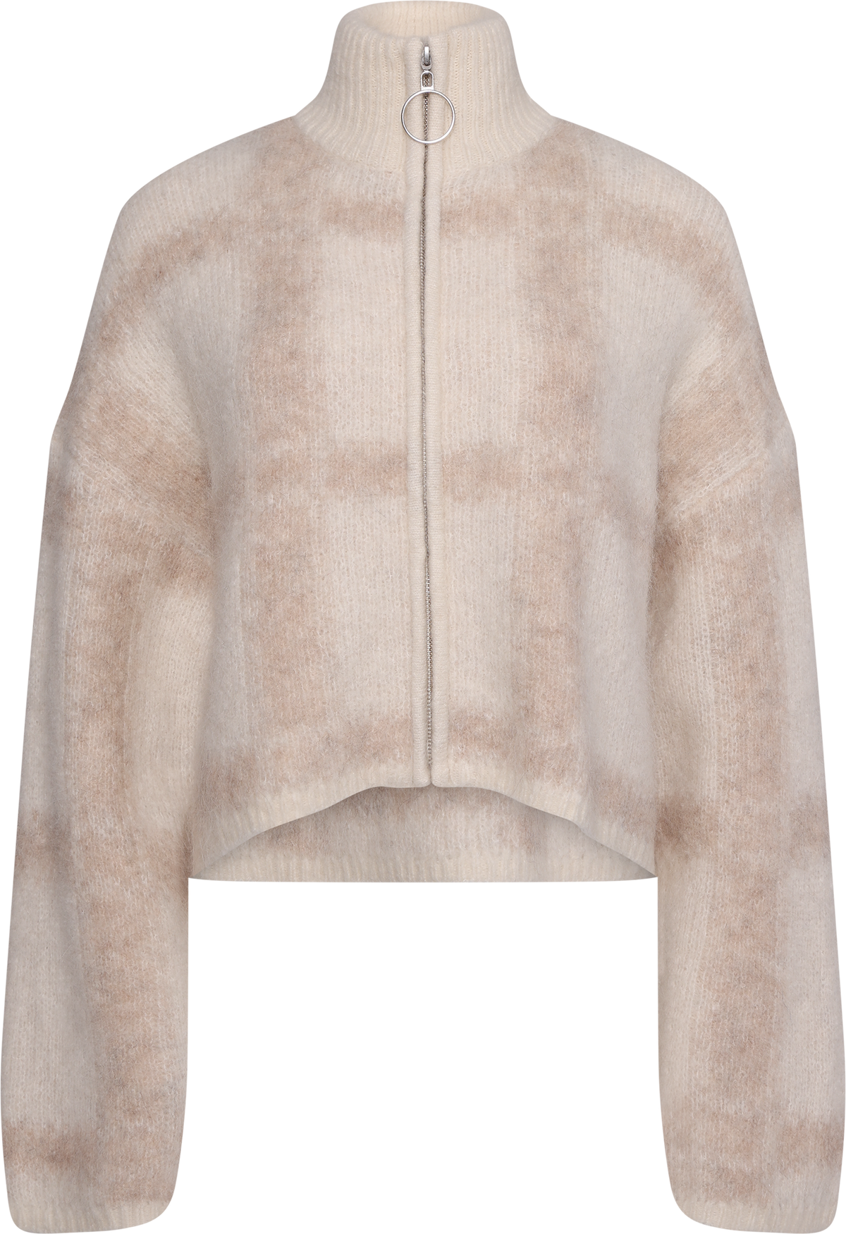 Tine Light Check Cardigan - Lt Brown Mix