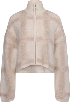 Tine Light Check Cardigan - Lt Brown Mix