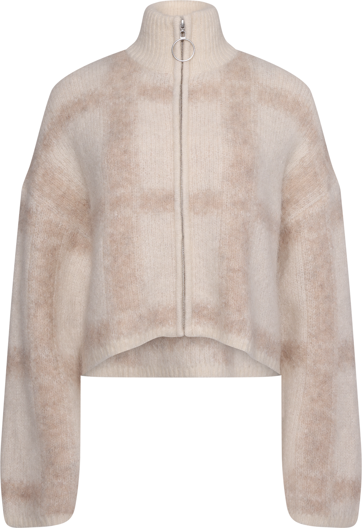 Tine Light Check Cardigan - Lt Brown Mix