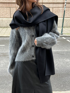 Gzsasi Cardigan - Check Dark Grey/Grey/Blue Comb