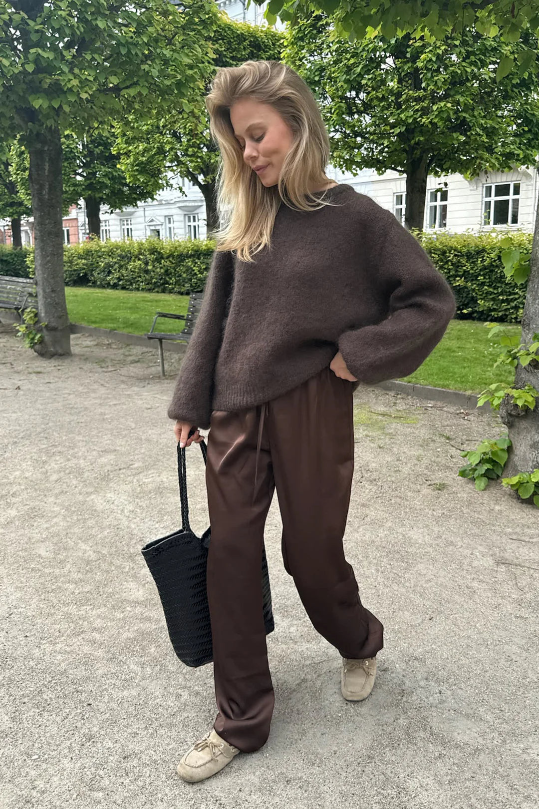 Fieic Pants - Dark Brown Satin