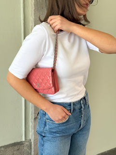 Chanel Wallet On Chain Quilted Flap Bag - Pink