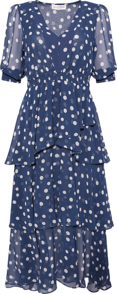 Kiera Dress W Tiered Skirt - Navy