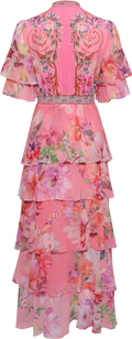 Itzayana Long Dress W Tiered - Coral