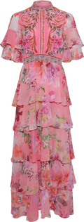 Itzayana Long Dress W Tiered - Coral