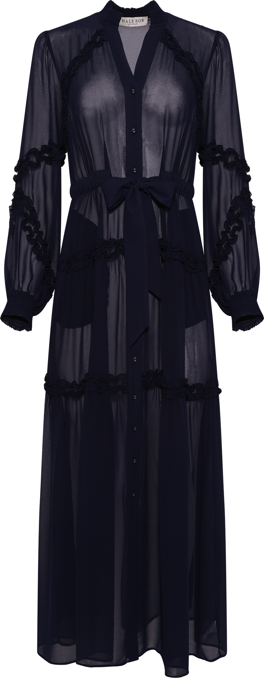 Meghan Solid Long Dress - Navy