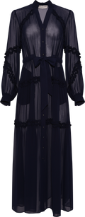 Meghan Solid Long Dress - Navy