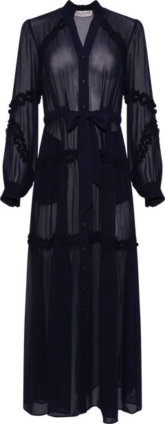 Meghan Solid Long Dress - Navy