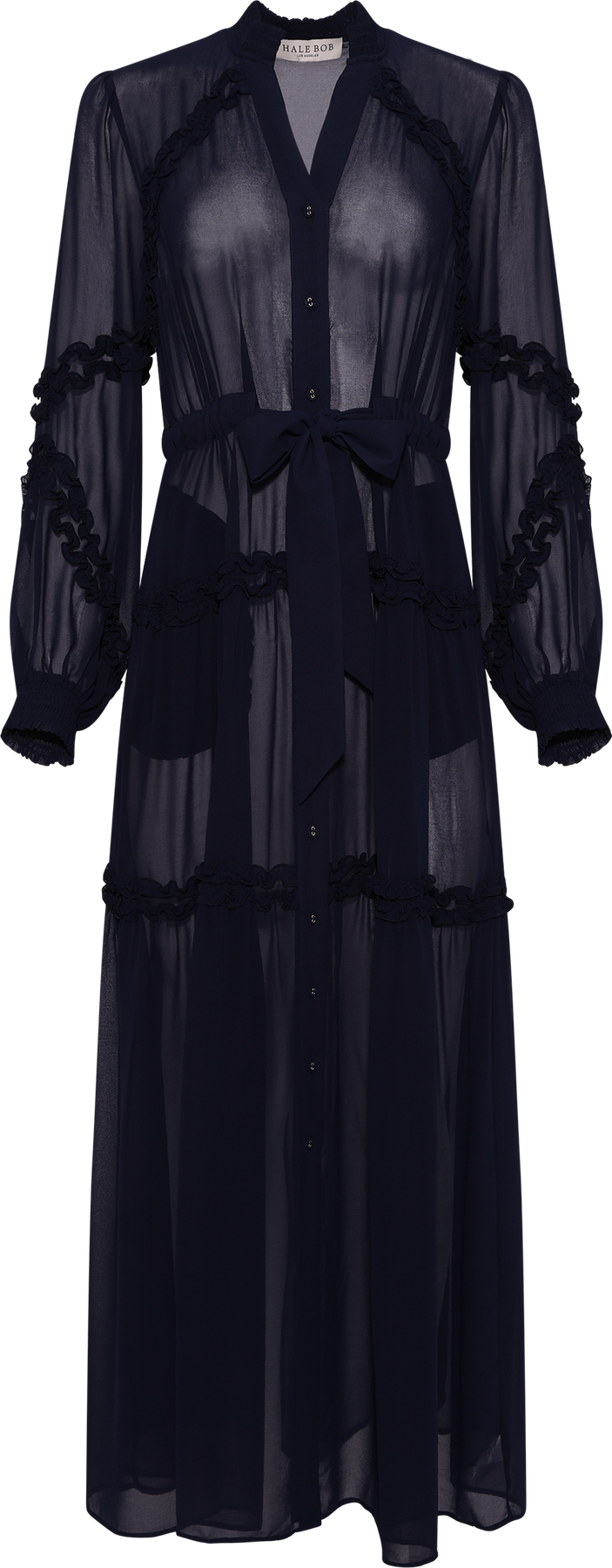 Meghan Solid Long Dress - Navy