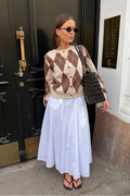 Anni Argyle Knit Cardigan - Brown
