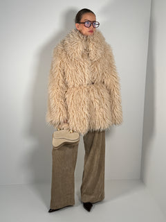 Carla Faux Fur Jacket - Champagne