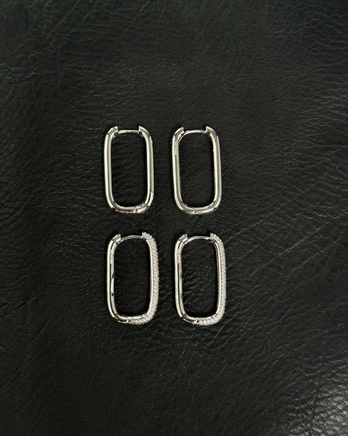 Diamond Edge Hoops - Silver