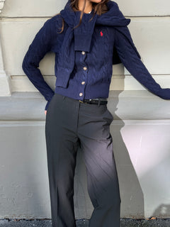 Cable-Knit Wool-Cashmere Cardigan - Hunter Navy