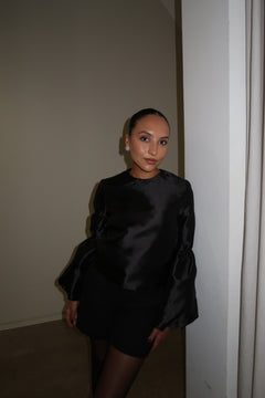 Cia Double Pouf Sleeve Blouse - Black