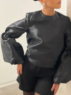 Cia Double Pouf Sleeve Blouse - Black