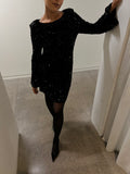 Sally Sequins Mini Dress - Black