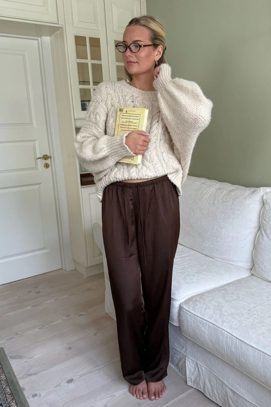 Fieic Pants - Dark Brown Satin