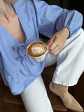 Esra Bow Blouse - Blue
