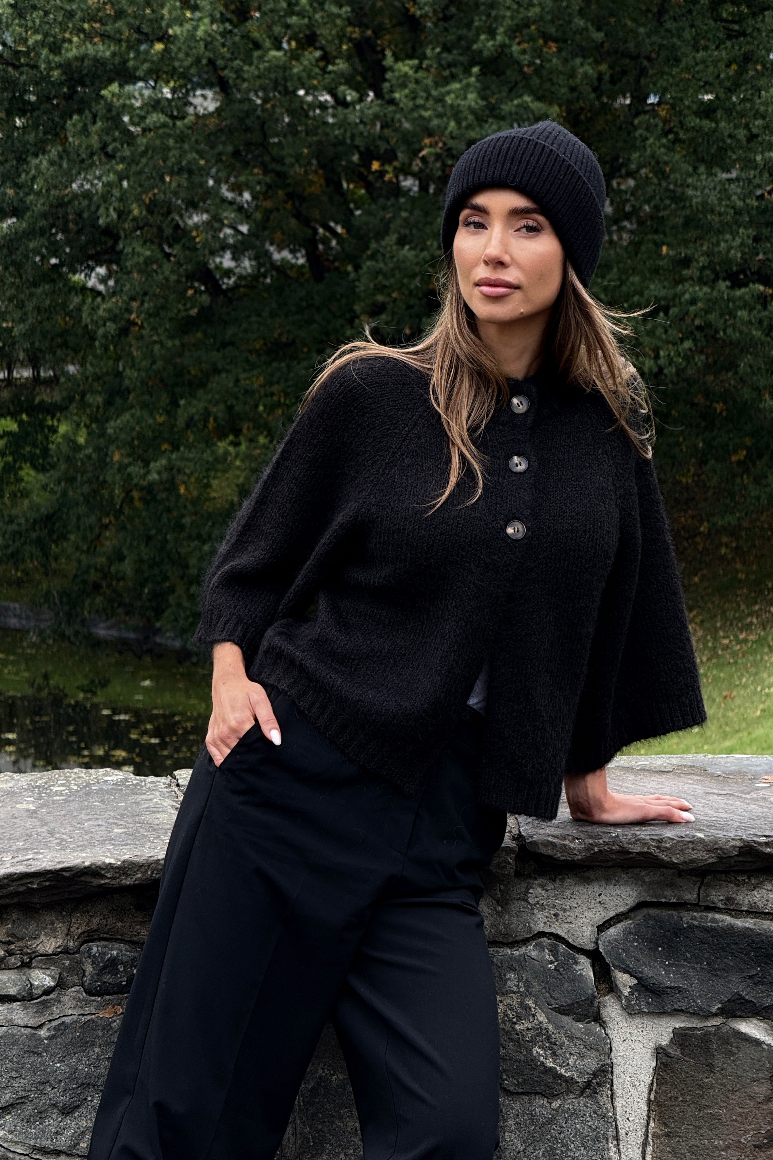 Diana Cape Cardigan - Dark Brown