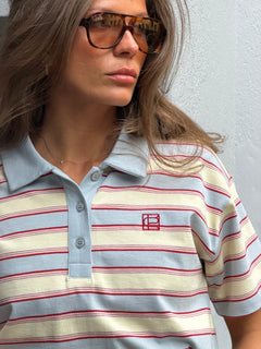 Evelyn Polo Tee - Ocean Stripe