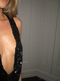 Sophie Sequins Plunge Dress - Black