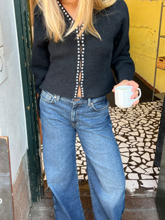 Sara Pearl Cardigan - Black