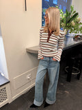 Marte Ls Stripe Polo - Brown/Blue