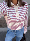 Isabelle Stripe Polo Jumper - Red