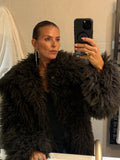 Carla Faux Fur Jacket - Chocolate Brown