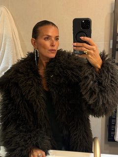 Carla Faux Fur Jacket - Chocolate Brown