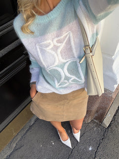 Mohair Stripe Sweater - Blue/Cream