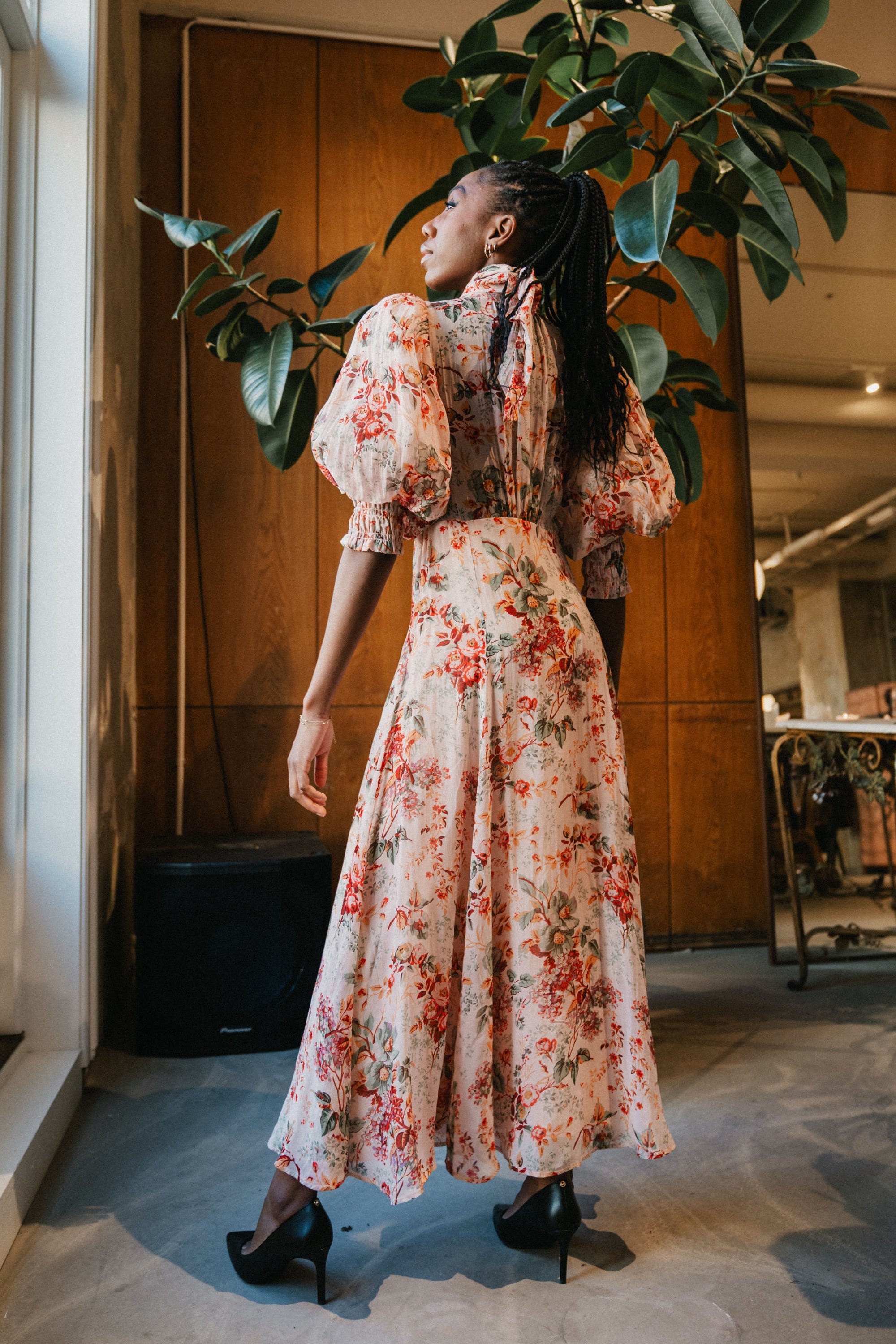 Organza Midi Dress - Pink Blossom