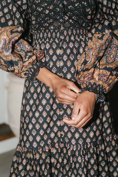 Décorated Poplin Midi Dress - Paisley