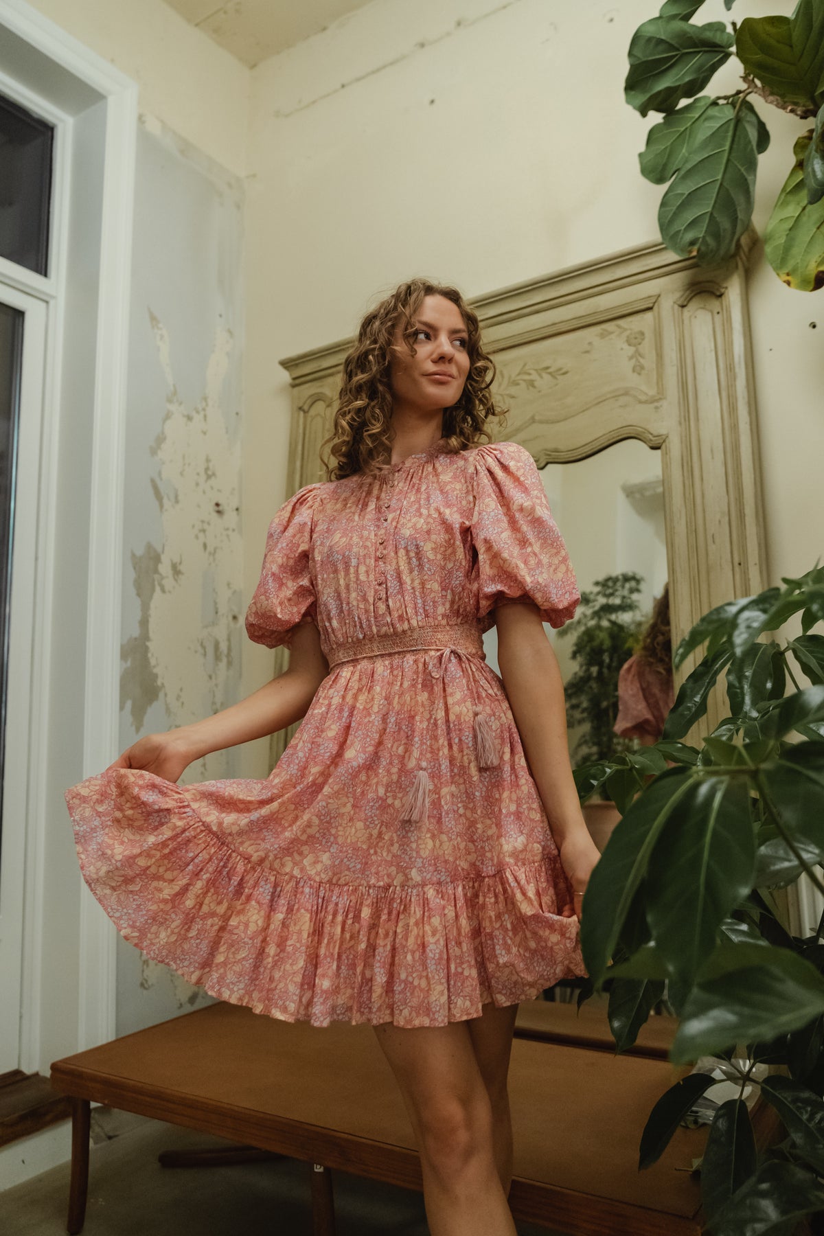 byTiMo - Kjoler - Bohemian Mini Dress - Yellow Poppy