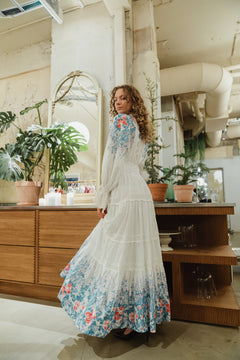 Cotton Slub Maxi Dress - Blue Field
