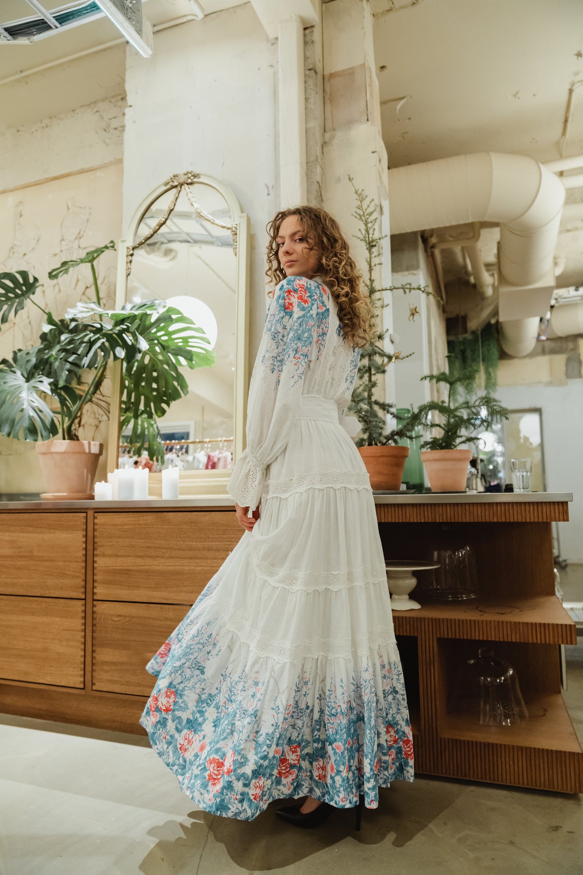 Cotton Slub Maxi Dress - Blue Field Cotton Slub Maxi Dress - Blue Field
