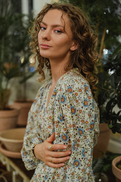 Bohemian Midi Dress - Leaves