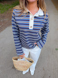 Isabelle Striped Polo Jumper - Navy