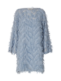 Myline Relaxed Ls Boat Neck Dress B - Dusty Blue