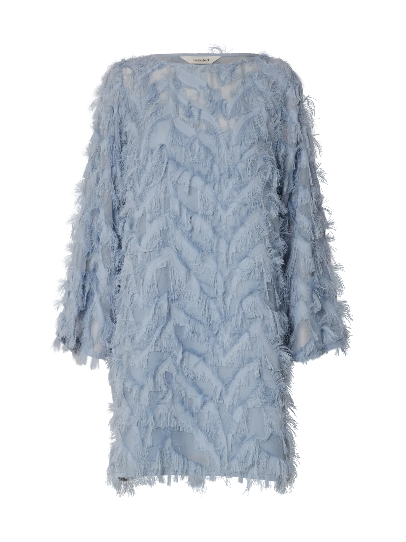 Myline Relaxed Ls Boat Neck Dress B - Dusty Blue