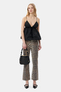 Print Denim Betzy Cropped - Leopard