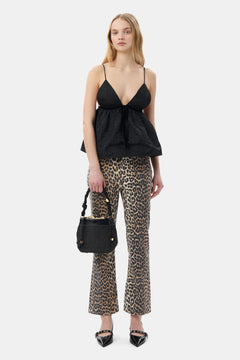 Print Denim Betzy Cropped - Leopard