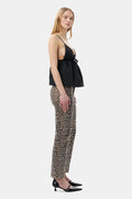 Print Denim Betzy Cropped - Leopard