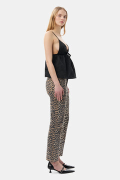 Print Denim Betzy Cropped - Leopard
