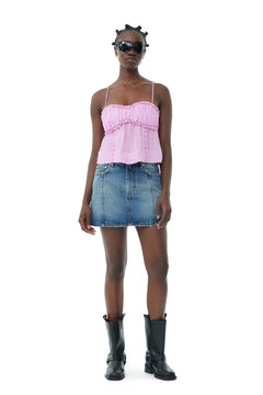 Sparkle Logo Denim Mini Skirt - Tint Wash