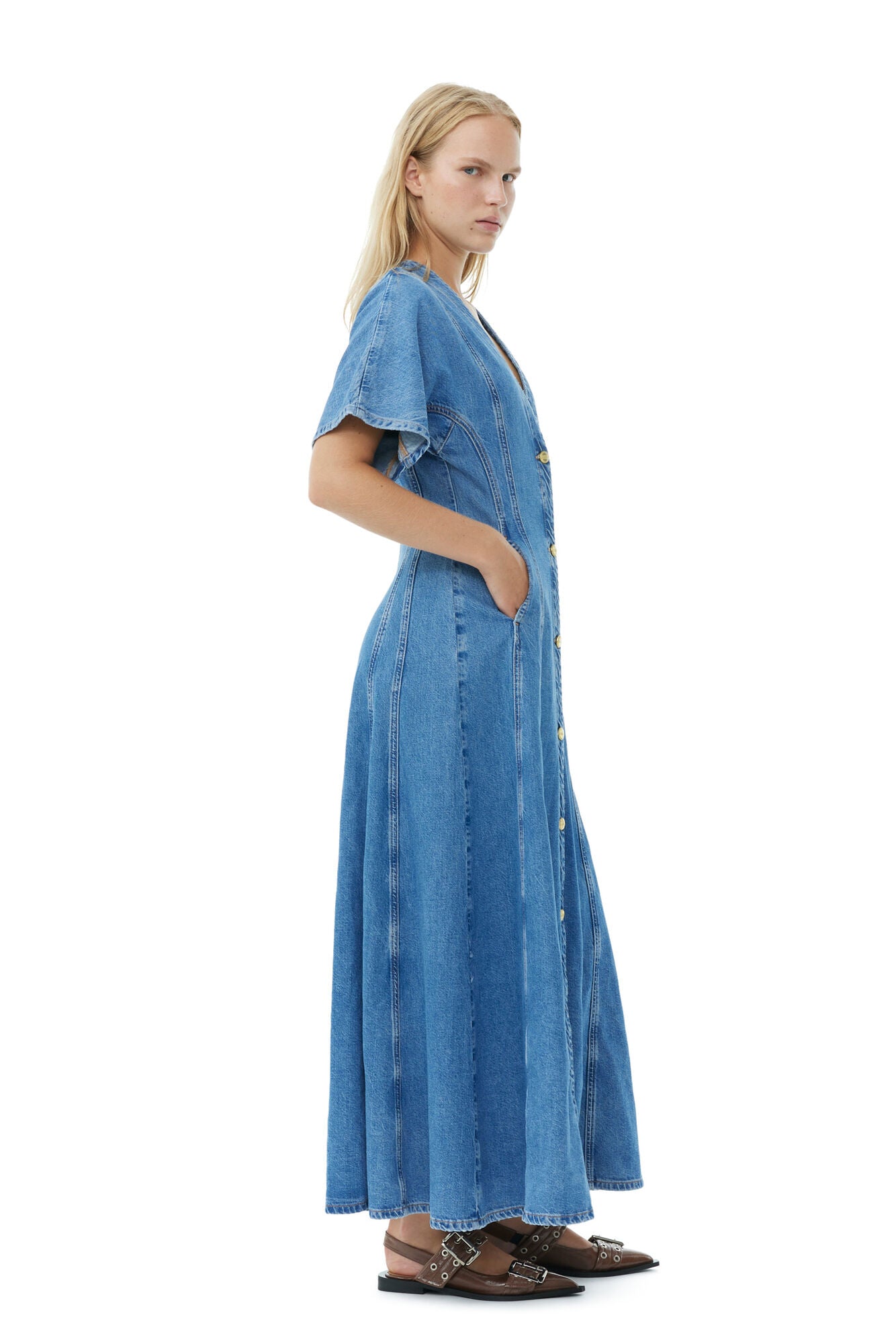 Future Denim Maxi Dress - Mid Blue Stone