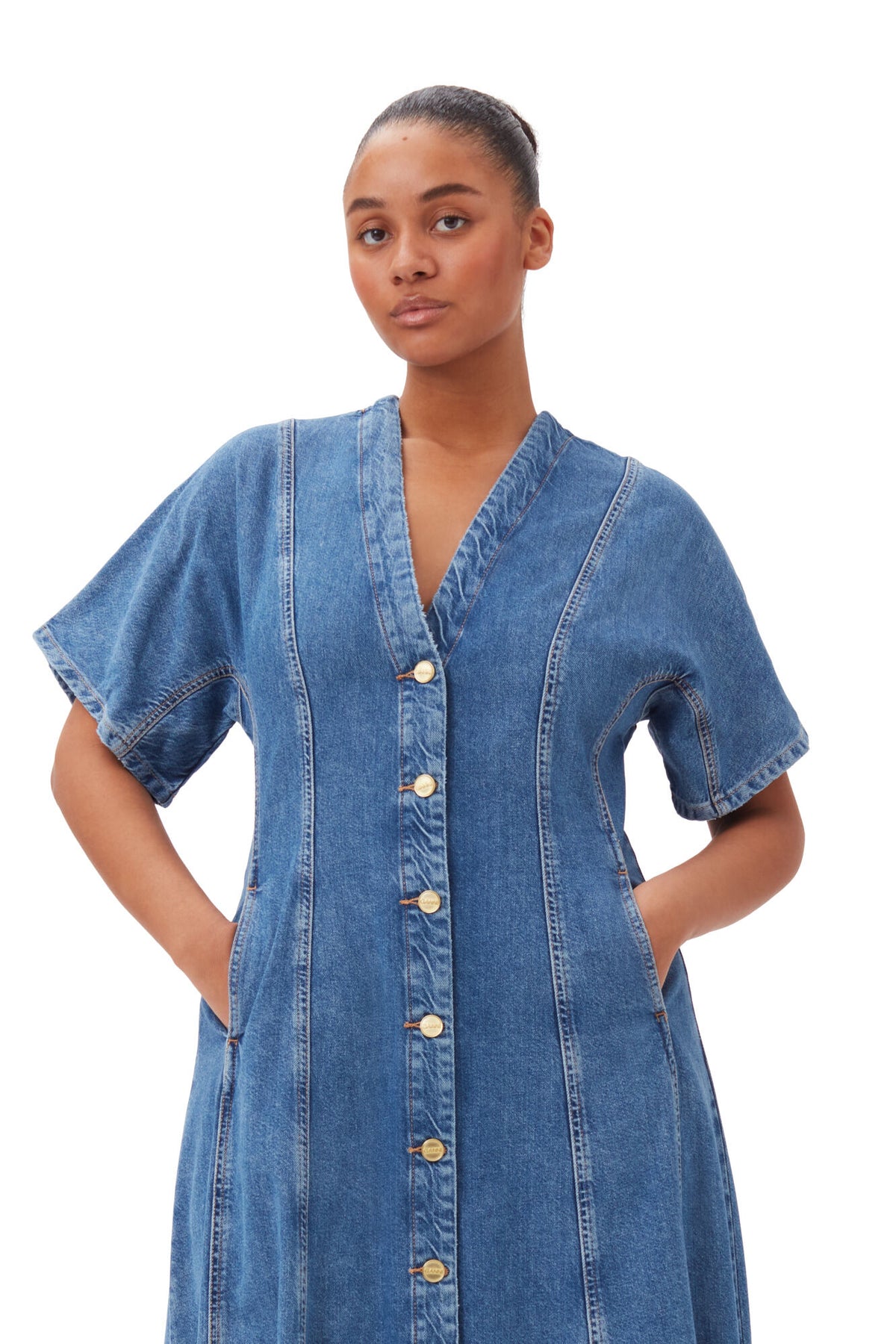 ganni future denim maxi dress Ganni Denim Maxi Dress