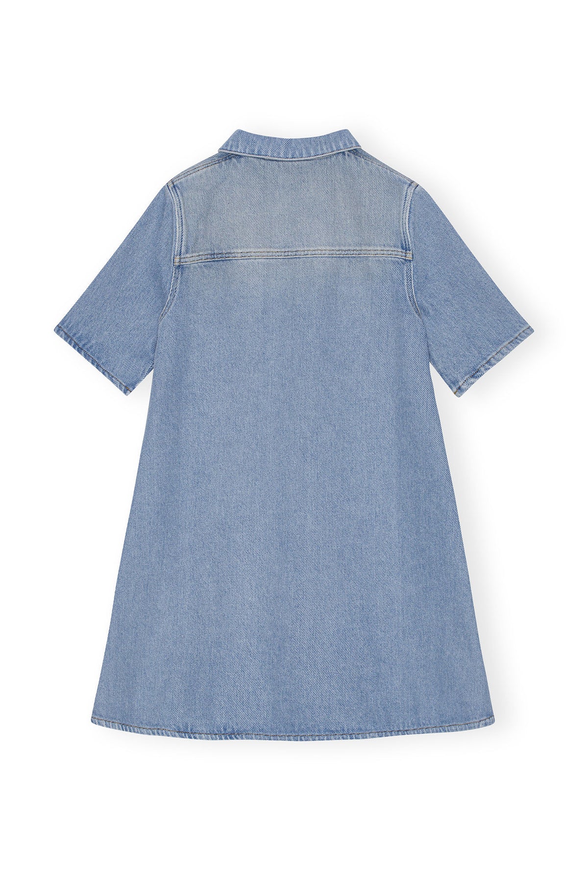 ganni heavy denim dress Ganni Overdyed Heavy Denim Open Back Midi Dress