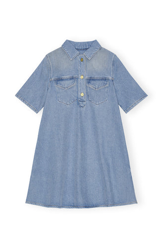 Ganni - Kjoler - Heavy Denim Mini Dress - Tint Wash