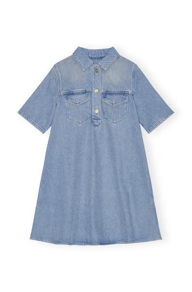 Ganni - Kjoler - Heavy Denim Mini Dress - Tint Wash